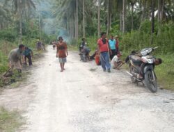 Peduli Kebersihan, Babinsa bersama Warga Giat Karya Bakti Bersihkan Bahu Jalan
