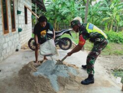 Sebagai Bukti Kedekatan, Babinsa-04/Serwaru Bantu Bangun Rumah Milik Warga