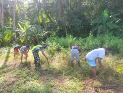 Babinsa Karbak, Bantu Warga Bersihkan Lahan Untuk Bercocok Tanam