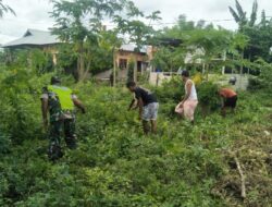 Melalui Karya Bakti, Babinsa Bantu Pembersihan Lahan Warga