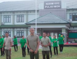 Wujudkan Keluarga Sehat, Kodim 1511/P.Moa Bersama Ibu-Ibu Persit Cabang KCK cabang XXII Gelar Senam Bersama