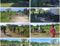 Personil Kodim 1511/P.Moa, Beserta Instansi Terkait Giat Kerja Bakti  Tiakur, Lintas-Berita.com_