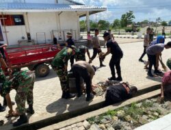 Polres dan Kompi 4 Yon C Pelopor Brimob MBD Bersama Kodim 1511 P. Moa Bersinergi Dengan Warga Ikut Kegiatan Karya Bhakti