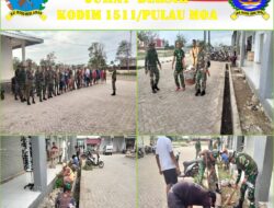 Koramil-01/Tiakur, Bersama Warga Lakukan Jumat Bersih di Sekitar Pasar Kalwedo