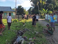 Koramil 1506-03/Air Buaya, Gelar Karbak Jumat Bersih Pembersihan Fasilitasi Umum, Selokan, Sampah Dan Penanaman Pohon