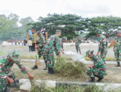 Kodim 1511/P.Moa, Giat Karbak Jumat Bersih Bersama Instansi Terkait Dan SKPD Lingkup Pemkab MBD