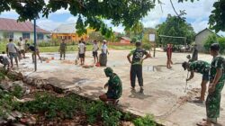 TMMD Pulau Moa Sulap Lapangan Voli Desa Moain Lebih Layak dan Nyaman