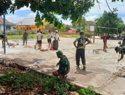 TMMD Pulau Moa Sulap Lapangan Voli Desa Moain Lebih Layak dan Nyaman