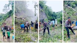 Polsek Wetar Bersama Warga Tangani Dampak Banjir akibat Cuaca Ekstrem di Ilwaki
