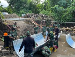 Kodim Moa Pasang Struktur Utama Jembatan Merah Putih, Akses Ilwaki–Hilay Mulai Terwujud