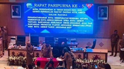Pemkot dan DPRD Ambon Sepakati KUA-PPAS APBD 2027, Pendapatan Ditargetkan Rp1,134 Triliun