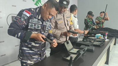 Perkuat Kesiapsiagaan, Rutan Ambon Lakukan Pemeliharaan Senjata Api dan Perkuat Sinergi TNI-Polri